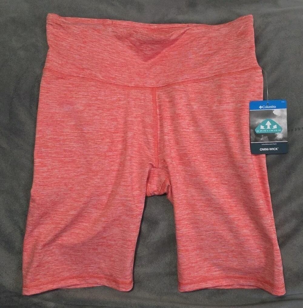 Columbia Women's Sloan Ridge Exercise Biker Short Pink Sz. M 9" Inseam Omni-wick
